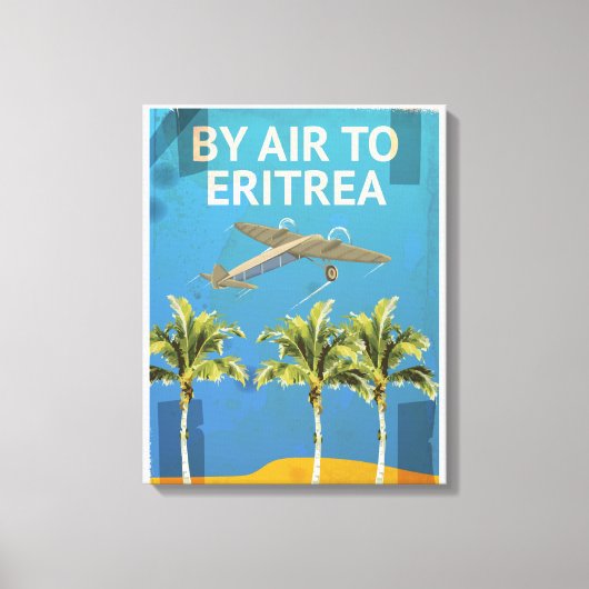 Per Vliegtuig Naar Eritrea Vintage Reisposter Canvas Afdruk (Voorkant)