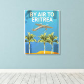 Per Vliegtuig Naar Eritrea Vintage Reisposter Canvas Afdruk (Insitu (Houten vloer))