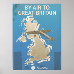 Per vliegtuig naar Groot-Brittannië vintage reispo Poster