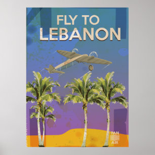 Per Vliegtuig Naar Libanon Vintage Reisposter Poster