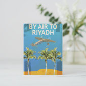 Per Vliegtuig Naar Riyad Oude Reisposter Briefkaart (Staand voorkant)
