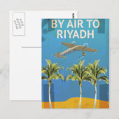 Per Vliegtuig Naar Riyad Oude Reisposter Briefkaart (Voorkant / Achterkant)