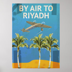 Per Vliegtuig Naar Riyad Oude Reisposter Poster