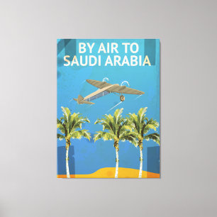 Per Vliegtuig Naar Saudi-Arabië Vintage Reisposter Canvas Afdruk