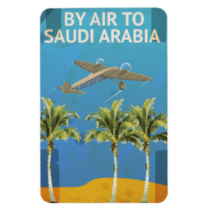 Per Vliegtuig Naar Saudi-Arabië Vintage Reisposter Magneet