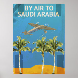 Per Vliegtuig Naar Saudi-Arabië Vintage Reisposter Poster