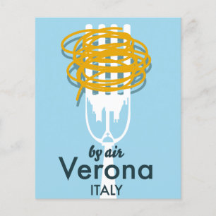 Per vliegtuig Verona Italië retro reisposter. Flyer