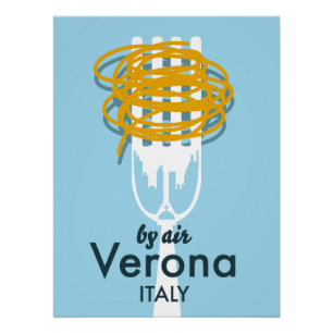 Per vliegtuig Verona Italië retro reisposter. Meta Perfect Poster