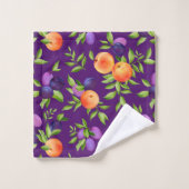 Peraches Plums Paars Cute Fruit Botanische Patroon Bad Handdoek (Wasdoekje)