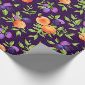 Peraches Plums Paars Cute Fruit Botanische Patroon Cadeaupapier (Hoek)