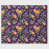 Peraches Plums Paars Cute Fruit Botanische Patroon Cadeaupapier (Vlak)