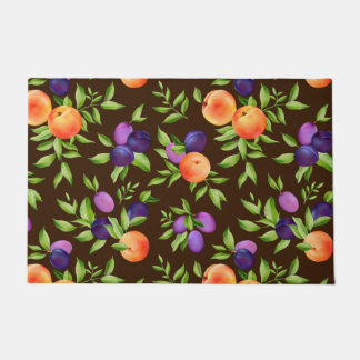 Peraches Plums Paars Cute Fruit Botanische Patroon Deurmat
