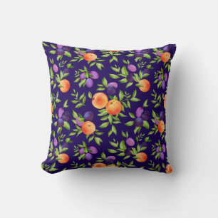 Peraches Plums Paars Cute Fruit Botanische Patroon Kussen