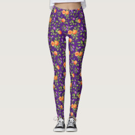 Peraches Plums Paars Cute Fruit Botanische Patroon Leggings