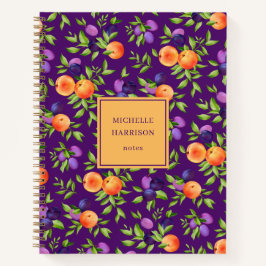 Peraches Plums Paars Cute Fruit Botanische Patroon Notitieboek