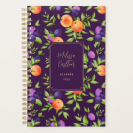 Peraches Plums Paars Cute Fruit Botanische Patroon Planner