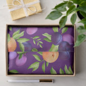 Peraches Plums Paars Cute Fruit Botanische Patroon Tissuepapier (Geschenk)