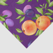 Peraches Plums Paars Cute Fruit Botanische Patroon Tissuepapier (Detail)