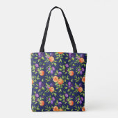 Peraches Plums Paars Cute Fruit Botanische Patroon Tote Bag (Achterkant)