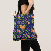 Peraches Plums Paars Cute Fruit Botanische Patroon Tote Bag (Dichtbij)