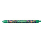 Peraches Plums Paars Cute Fruit Botanische Patroon Zwarte Inkt Pen (Voorkant)