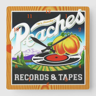 Peraches Records & Tapes Wall Clock Vierkante Klok