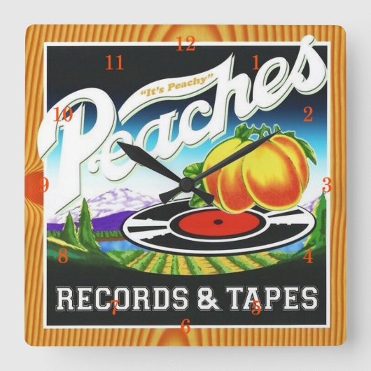 Peraches Records & Tapes Wall Clock Vierkante Klok (Voorkant)