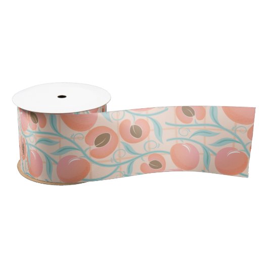 Perachy Blooms Boho Pattern Peach Satijnen Lint (Spoel)