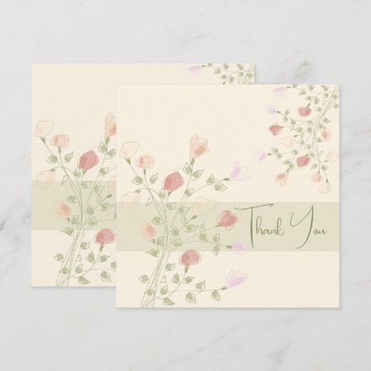 perachy crème en roze bedankkaart (Voorkant / Achterkant)