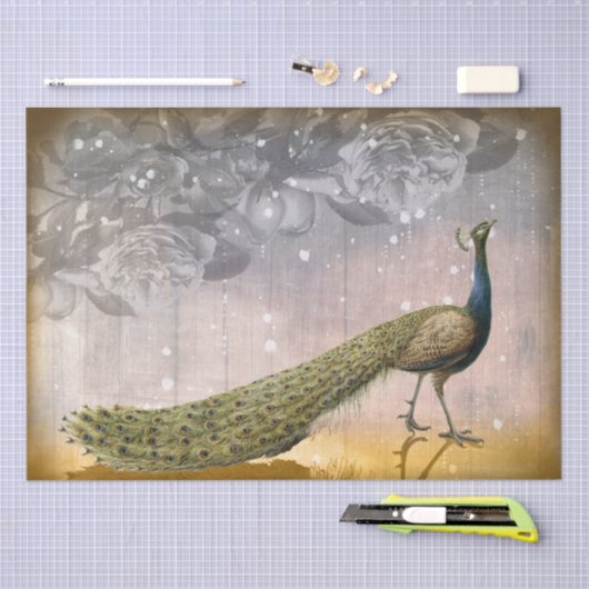  peracock- en Roos-debetpapier Tissuepapier (Craft)