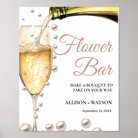 Perals en Prosecco vrijgezellenfeest bloembalk Tek Poster (Voorkant)