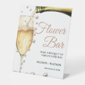 Perals en Prosecco vrijgezellenfeest bloembalk Tek Reclamebord Met Voetstuk (Voorkant)