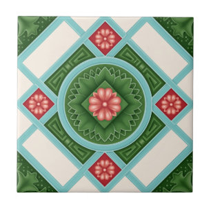 Peranakan-erfgoedtegelmandala – Levendig Nyonya Tegeltje