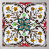 Peranakan Floral Tegels Poster (Voorkant)