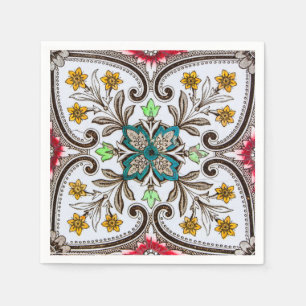 Peranakan Floral Tegels Servet