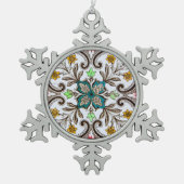 Peranakan Floral Tegels Tin Sneeuwvlok Ornament (Voorkant)