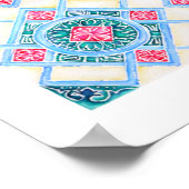 Peranakan Geometrische Tegel Blauwgroen Poster (Hoek)