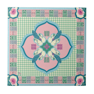 Peranakan Pauw Dubbel Geluk Tegeltje – Pastel N