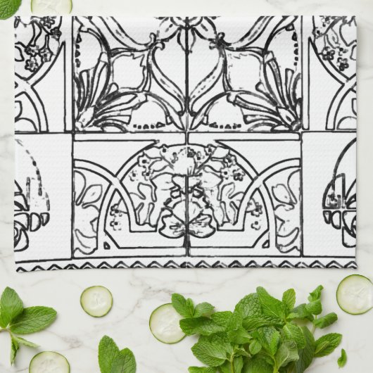 Peranakan Tile Towel Theedoek (Gevouwen)