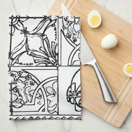 Peranakan Tile Towel Theedoek (Quarter Fold)