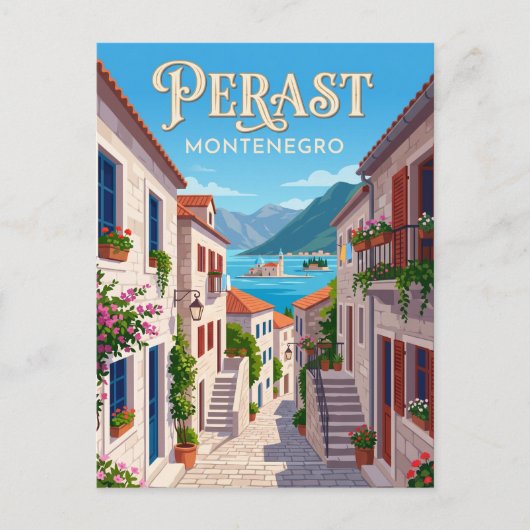 Perast Montenegro Briefkaart (Voorkant)