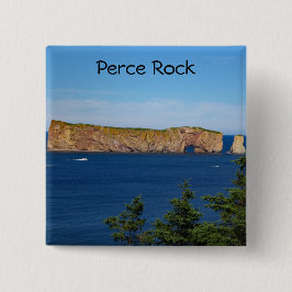 Percé Rock in de Golf van de St. Lawrence Vierkante Button 5,1 Cm