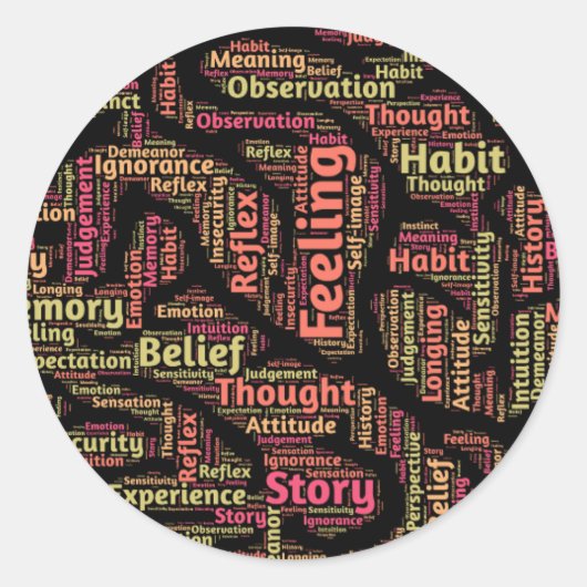 Perception Inspirerend Word Art Ronde Sticker (Voorkant)