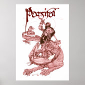 PERCEVAL FIGHTING DRAGON,QUEST HOLY GRAIL Fantasy Poster (Voorkant)