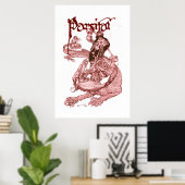 PERCEVAL FIGHTING DRAGON,QUEST HOLY GRAIL Fantasy Poster (Thuiskantoor)