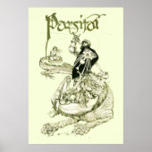 PERCEVAL FIGHTING DRAGON,VRAGENHOLY GRAIL Fantasy Poster (Voorkant)