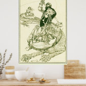 PERCEVAL FIGHTING DRAGON,VRAGENHOLY GRAIL Fantasy Poster (Keuken)