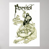 PERCEVAL FIGHTING DRAGON,VRAGENHOLY GRAIL Fantasy Poster (Voorkant)