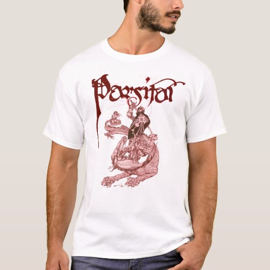 PERCEVAL FIGHTING DRAGON,VRAGENHOLY GRAIL Fantasy T-shirt (Voorkant)
