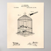 Perch for Bird Cages 1891 Patent Art Old Peper Poster (Voorkant)